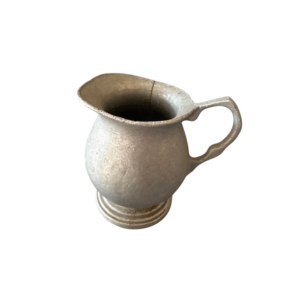 Vintage Pewter Creamer Pitcher 4” Primitive Farmhouse Rustic Metal